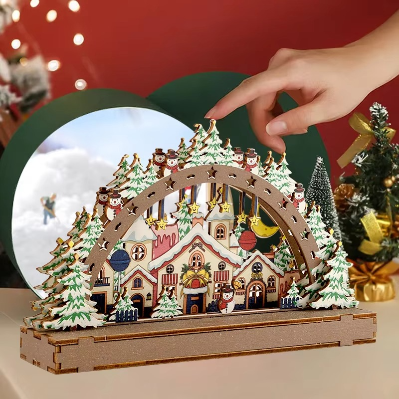 DIY Wooden 3D Craft Assembly Model Home Desktop Ornament Christmas Party Decoration 2025 New Year Gift Toy