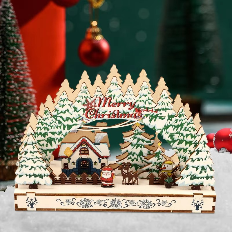 DIY Wooden 3D Craft Assembly Model Home Desktop Ornament Christmas Party Decoration 2025 New Year Gift Toy