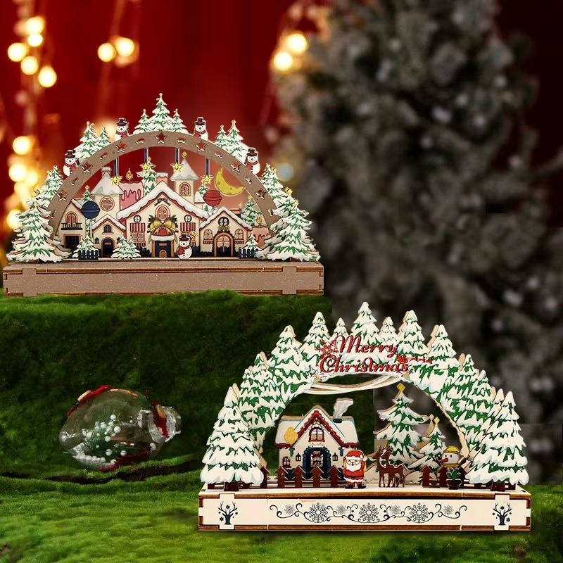 DIY Wooden 3D Craft Assembly Model Home Desktop Ornament Christmas Party Decoration 2025 New Year Gift Toy