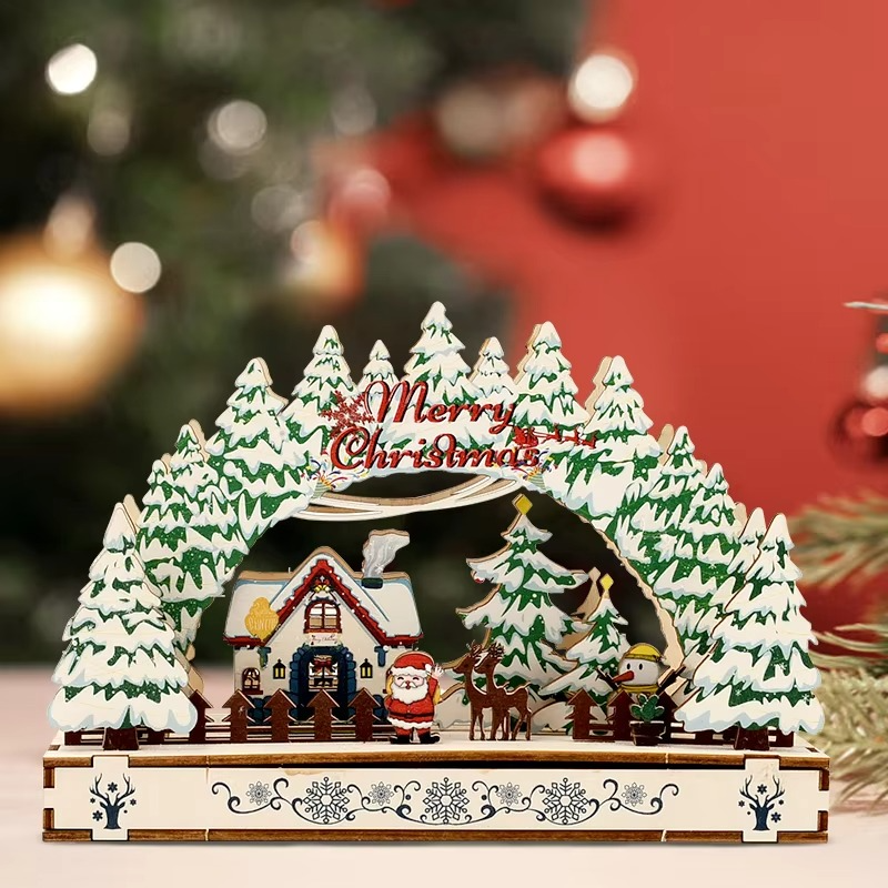 DIY Wooden 3D Craft Assembly Model Home Desktop Ornament Christmas Party Decoration 2025 New Year Gift Toy