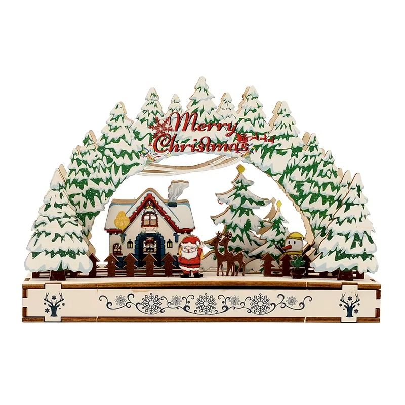 DIY Wooden 3D Craft Assembly Model Home Desktop Ornament Christmas Party Decoration 2025 New Year Gift Toy