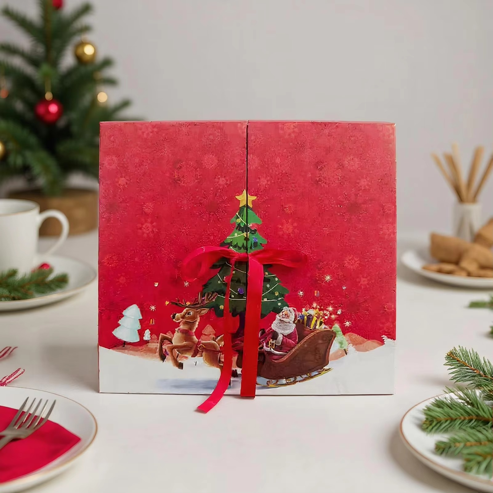 2025 Christmas Calendar Advent 24pcs empty gifts boxes Christmas gifts packing boxes Cartoon Santa Claus pattern gifts for kids