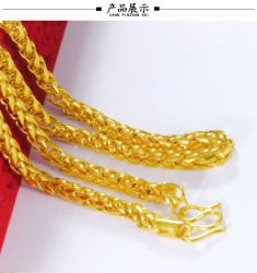 Women's 24K Gold 60cm Twisted Necklace, AU999 | Engraved "Entropy" with mechanical motifs
