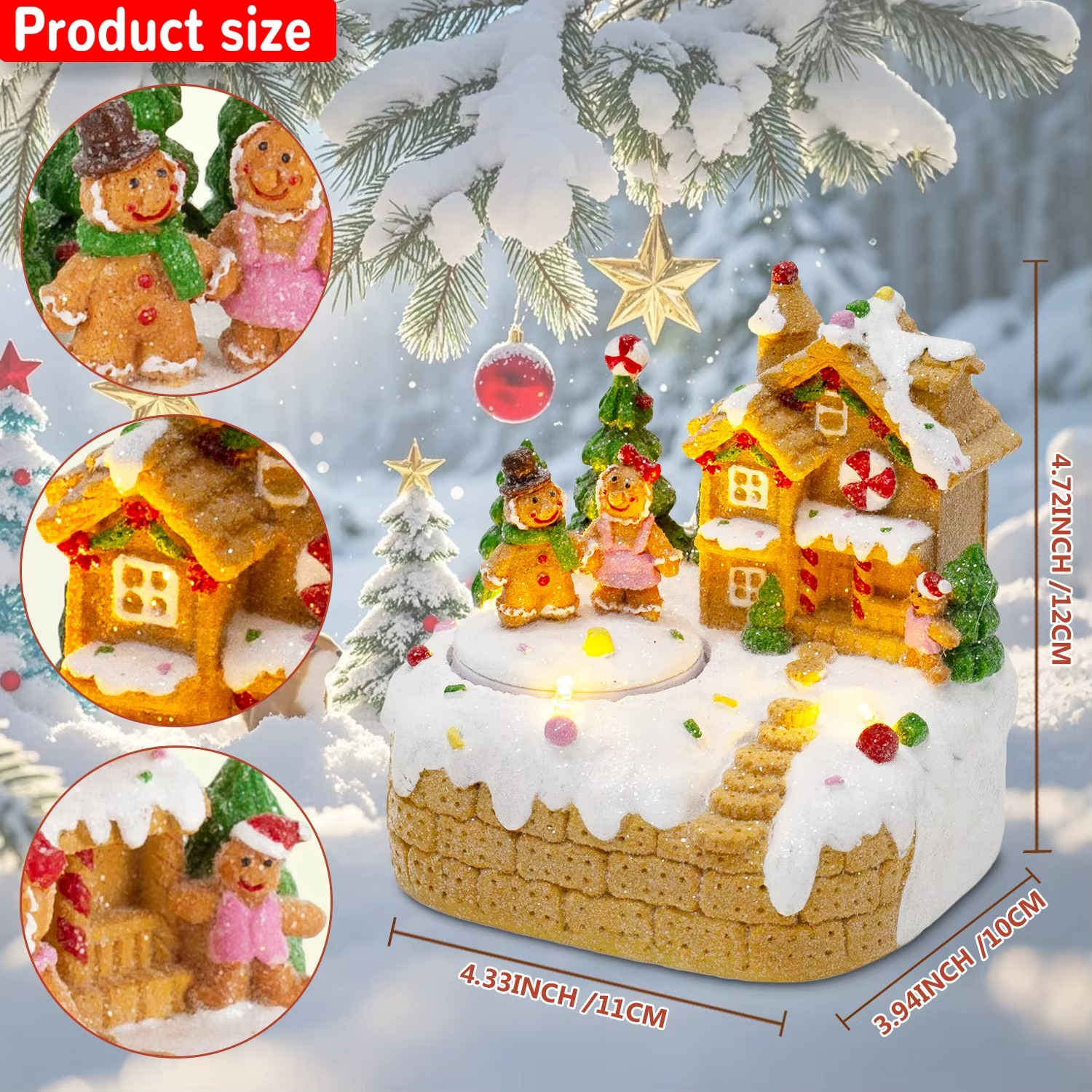 Animated Christmas Decorations Gingerbread House Lighted Musical Collectible Building Figurine Indoor Fireplace Holiday Display