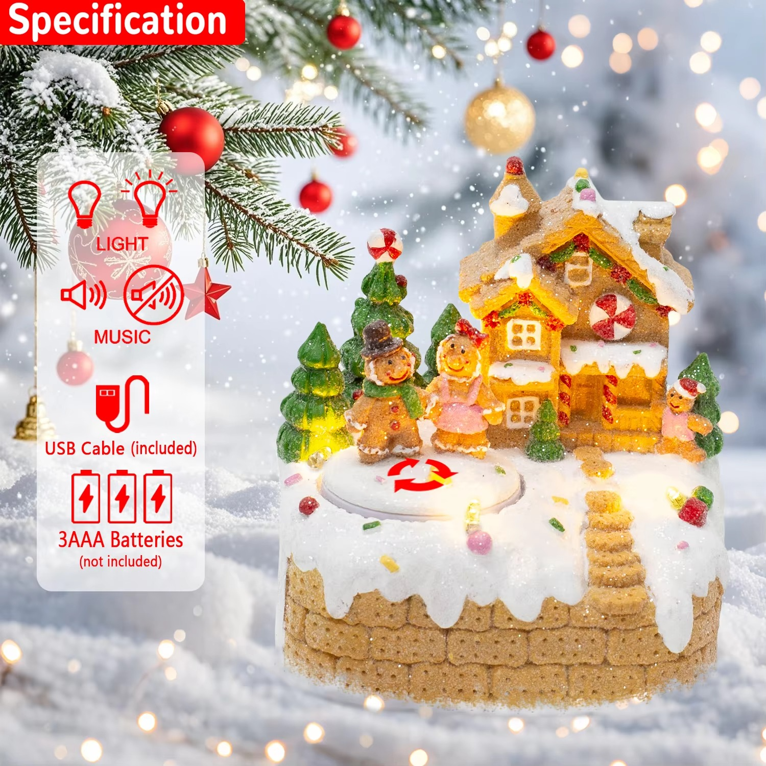 Animated Christmas Decorations Gingerbread House Lighted Musical Collectible Building Figurine Indoor Fireplace Holiday Display
