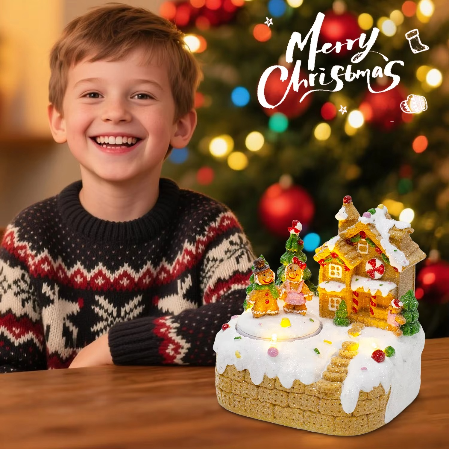Animated Christmas Decorations Gingerbread House Lighted Musical Collectible Building Figurine Indoor Fireplace Holiday Display