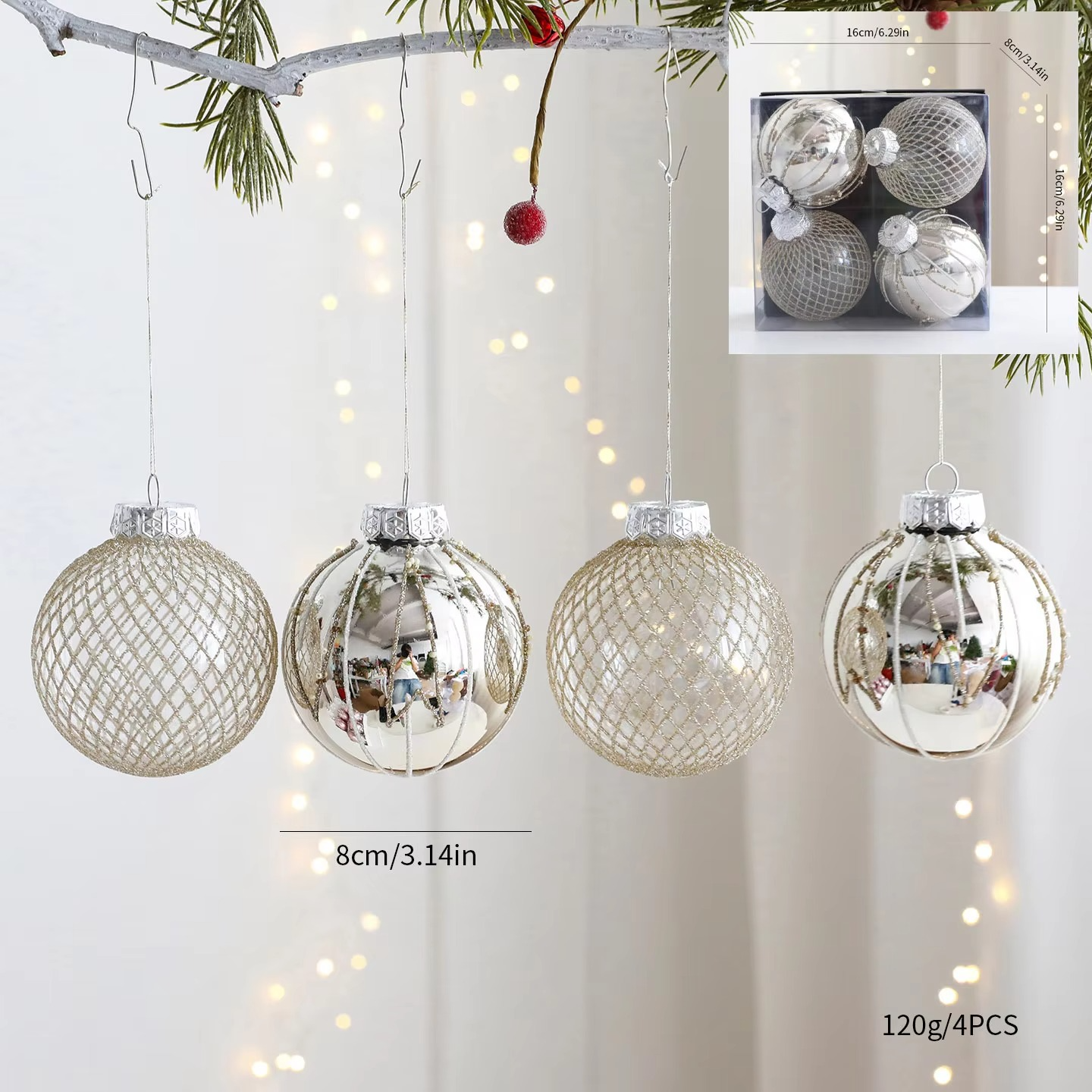 Christmas Ball Ornaments, Shatterproof Christmastree Decorations,Plastic Hanging Ornaments
