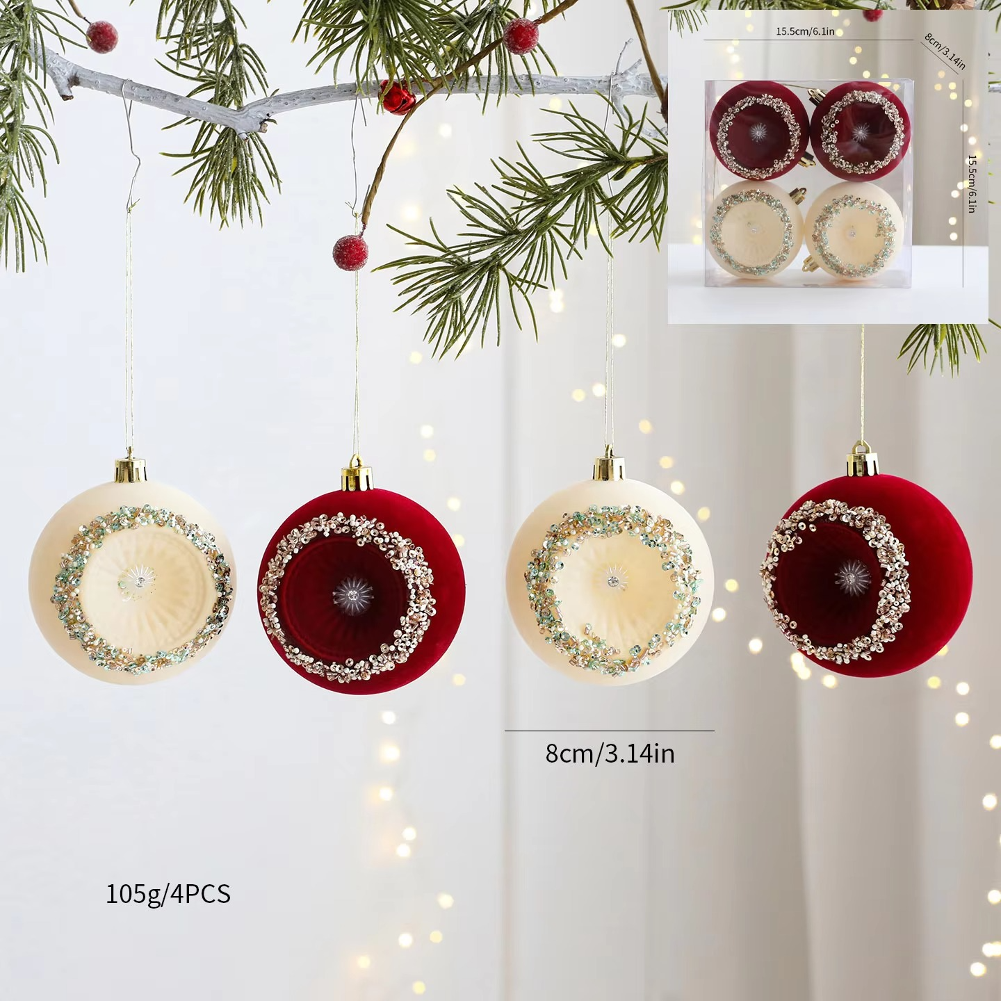 Christmas Ball Ornaments, Shatterproof Christmastree Decorations,Plastic Hanging Ornaments