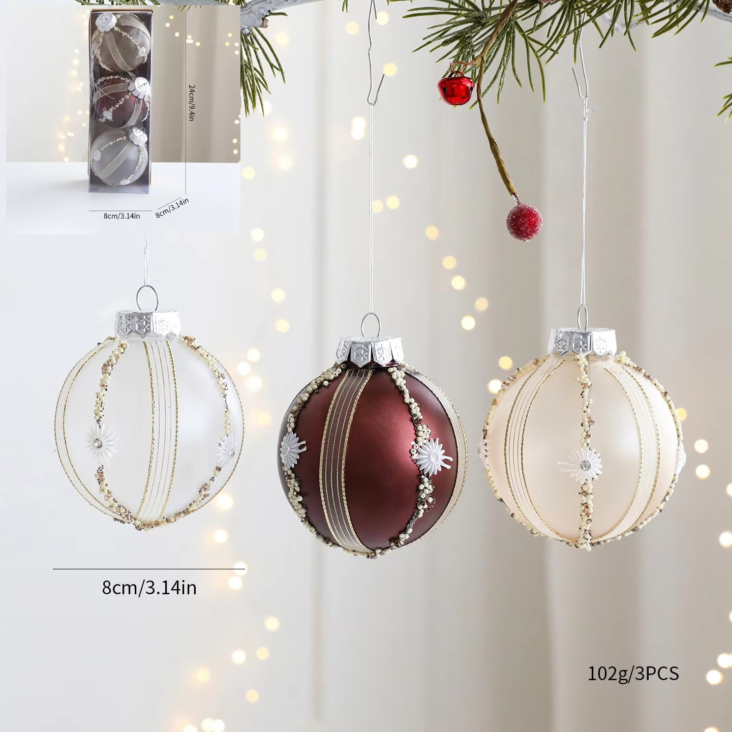 Christmas Ball Ornaments, Shatterproof Christmastree Decorations,Plastic Hanging Ornaments