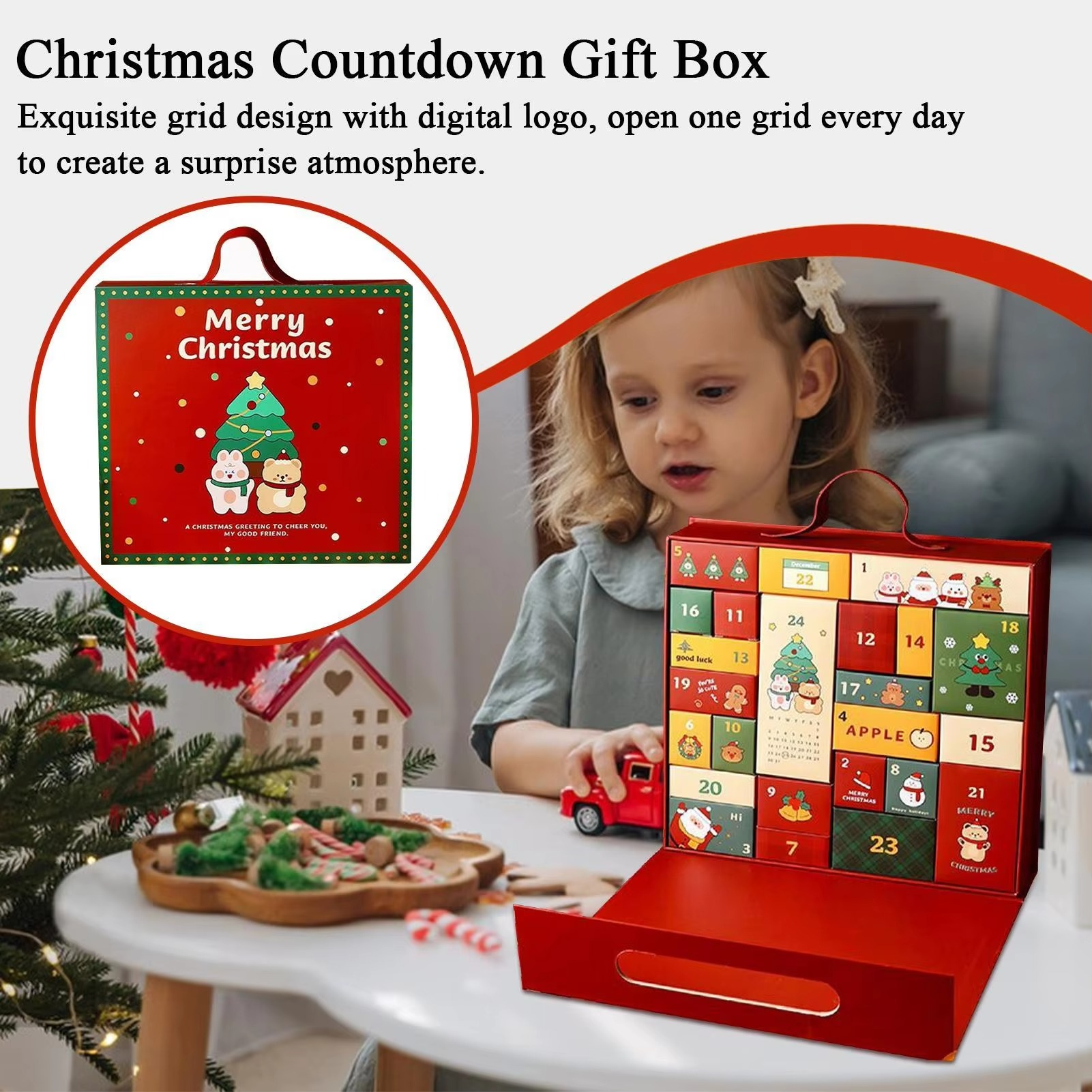 24pcs Empty Christmas Advent Calendar Boxes 24 Days Kids Christmas Countdown Calendar Gift Packaging Small Empty Box for Kids