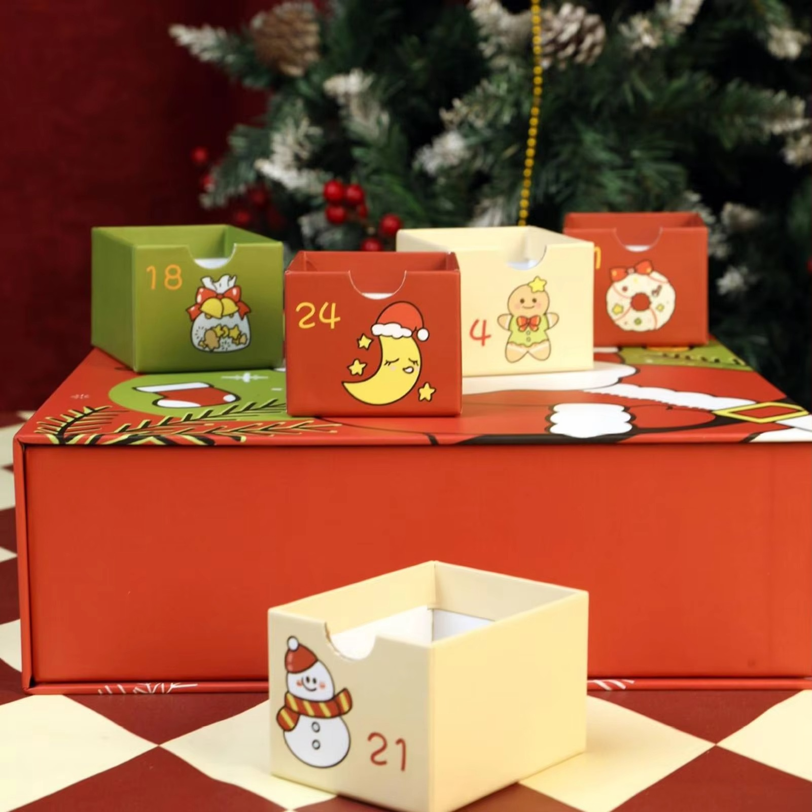 2025 Christmas Countdown empty Gift Box 24 Grid Fillable Folding Christmas Advent Box DIY advent calendar gift box Party Supply