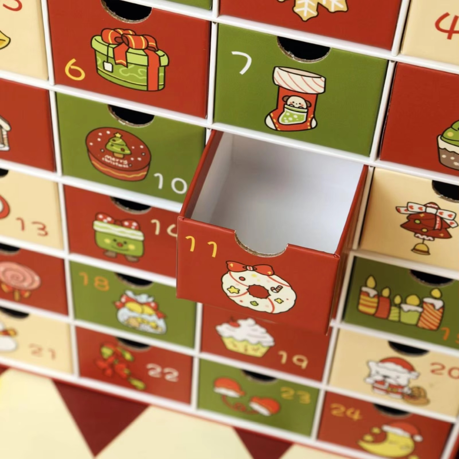 2025 Christmas Countdown empty Gift Box 24 Grid Fillable Folding Christmas Advent Box DIY advent calendar gift box Party Supply