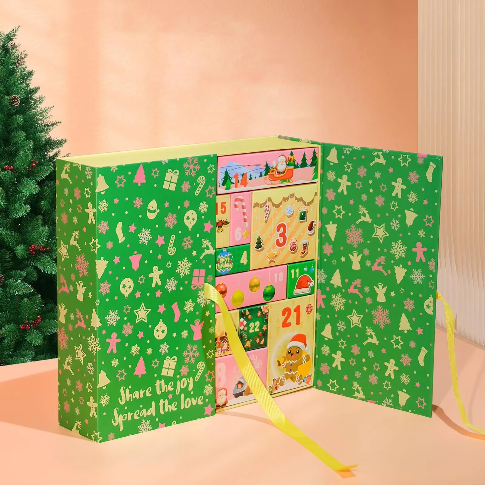 Christmas Countdown Calendar Box 24-Grid Empty Christmas Advent Boxes 2025 Holiday Decorative Case For Toddler Stationery Shelf