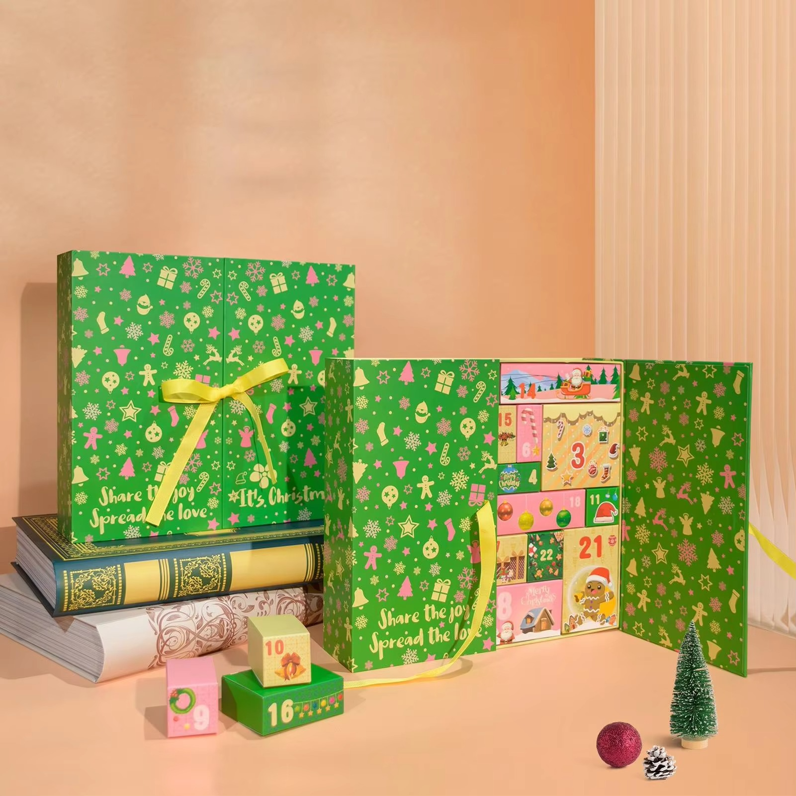 Christmas Countdown Calendar Box 24-Grid Empty Christmas Advent Boxes 2025 Holiday Decorative Case For Toddler Stationery Shelf