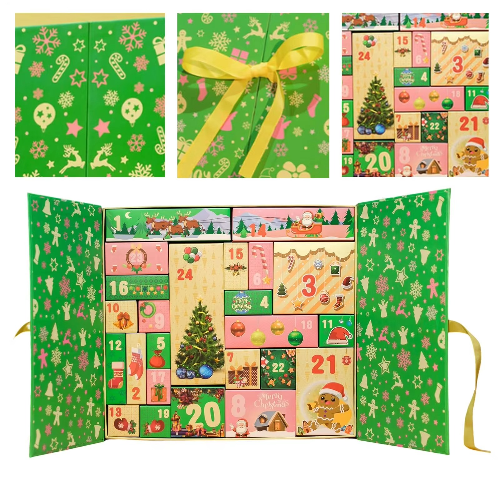Christmas Countdown Calendar Box 24-Grid Empty Christmas Advent Boxes 2025 Holiday Decorative Case For Toddler Stationery Shelf