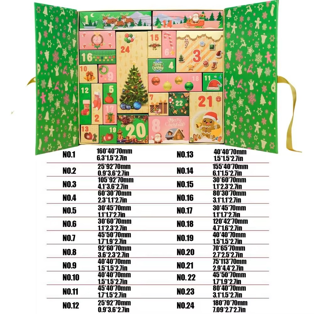 Christmas Countdown Calendar Box 24-Grid Empty Christmas Advent Boxes 2025 Holiday Decorative Case For Toddler Stationery Shelf