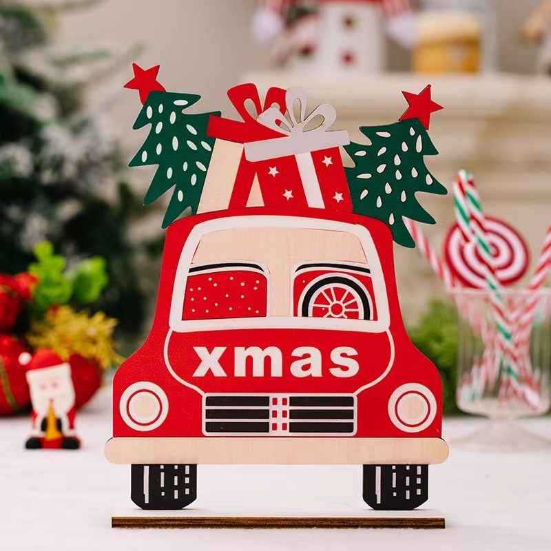 4PCS Christmas Table Centerpiece Decoration,Wooden Xmas Snowman Santa Claus Table Decor Signs for Holiday Home Party Ornament