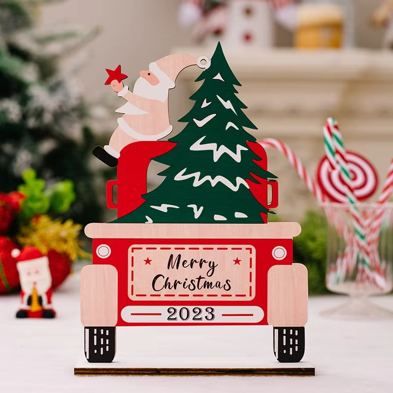 4PCS Christmas Table Centerpiece Decoration,Wooden Xmas Snowman Santa Claus Table Decor Signs for Holiday Home Party Ornament