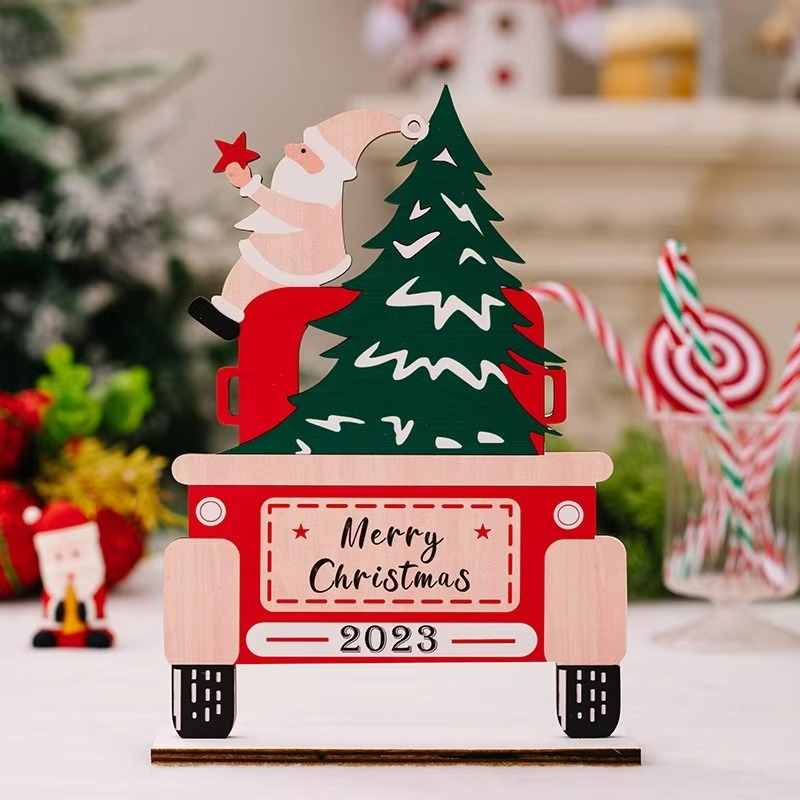 4PCS Christmas Table Centerpiece Decoration,Wooden Xmas Snowman Santa Claus Table Decor Signs for Holiday Home Party Ornament