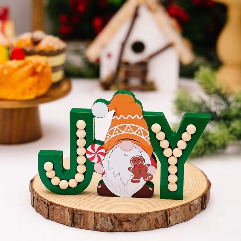 2PCS Christmas Gingerbread Man Decor Wood Sign Gingerbread Figurine Letter Crafts Rustic Wooden Xmas Ornaments for Table Decor