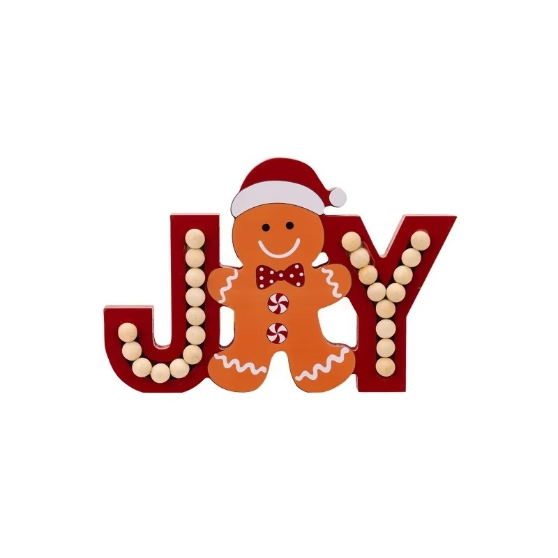2PCS Christmas Gingerbread Man Decor Wood Sign Gingerbread Figurine Letter Crafts Rustic Wooden Xmas Ornaments for Table Decor
