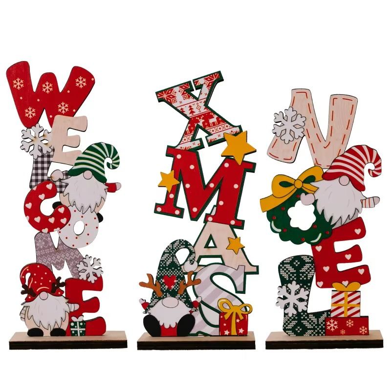 3PCS Christmas Decoration for Xmas Party Tabletop Wooden Sign Snowman Farmhouse Centerpieces for Christmas Xmas Party Decor