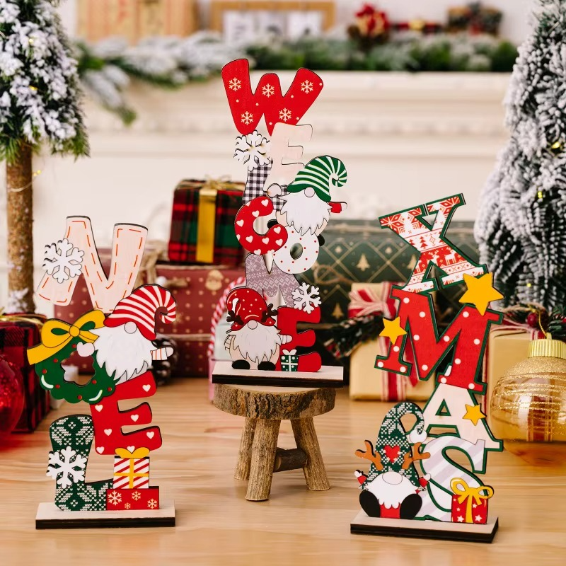3PCS Christmas Decoration for Xmas Party Tabletop Wooden Sign Snowman Farmhouse Centerpieces for Christmas Xmas Party Decor