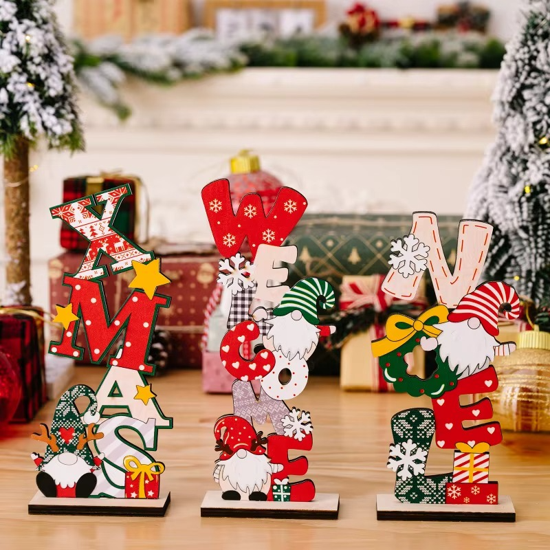 3PCS Christmas Decoration for Xmas Party Tabletop Wooden Sign Snowman Farmhouse Centerpieces for Christmas Xmas Party Decor