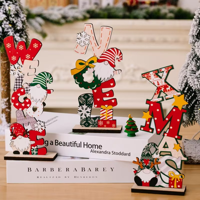 3PCS Christmas Decoration for Xmas Party Tabletop Wooden Sign Snowman Farmhouse Centerpieces for Christmas Xmas Party Decor