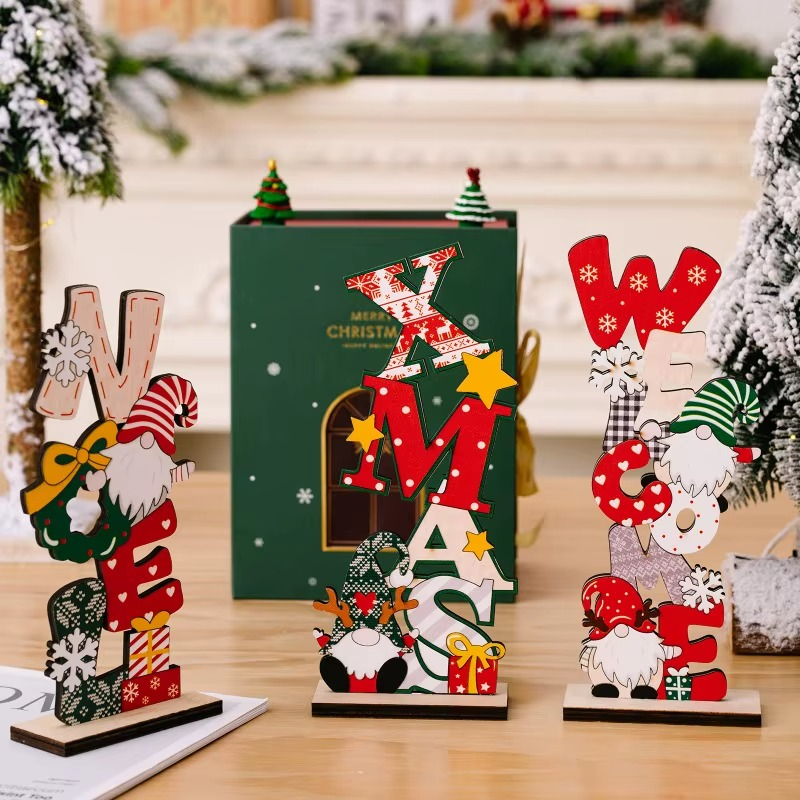 3PCS Christmas Decoration for Xmas Party Tabletop Wooden Sign Snowman Farmhouse Centerpieces for Christmas Xmas Party Decor