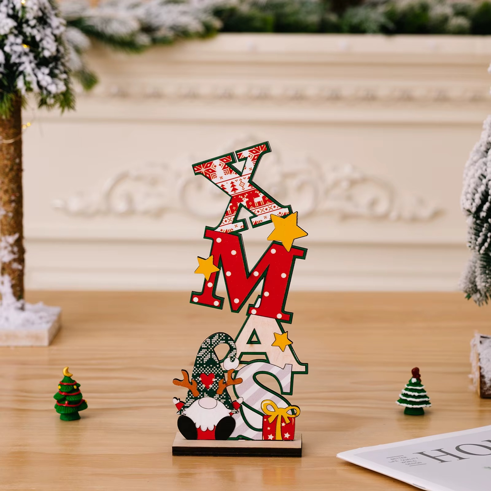 3PCS Christmas Decoration for Xmas Party Tabletop Wooden Sign Snowman Farmhouse Centerpieces for Christmas Xmas Party Decor