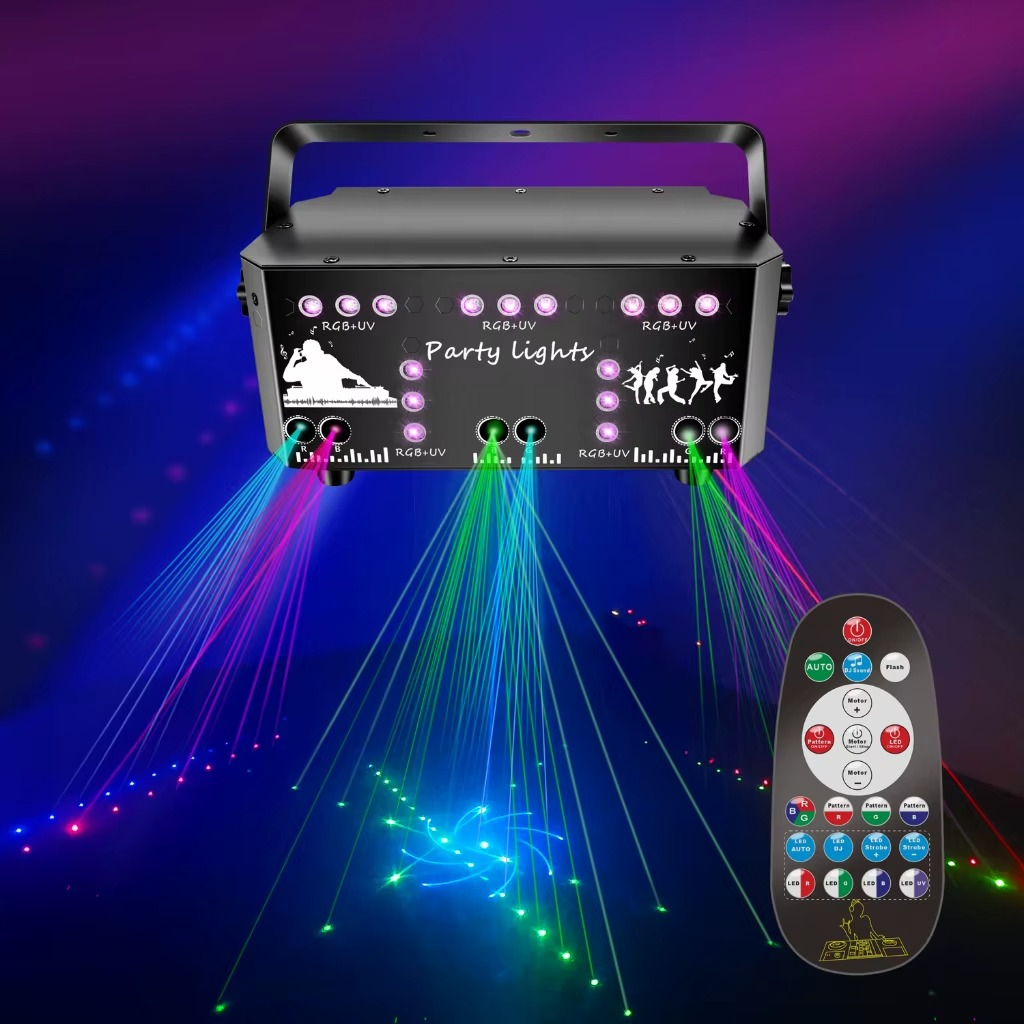 Christmas Stage Lights With 21 Laser Spotlights Disco Lights dj Laser Light Party |( Remote / Voice /DMX512 )control)