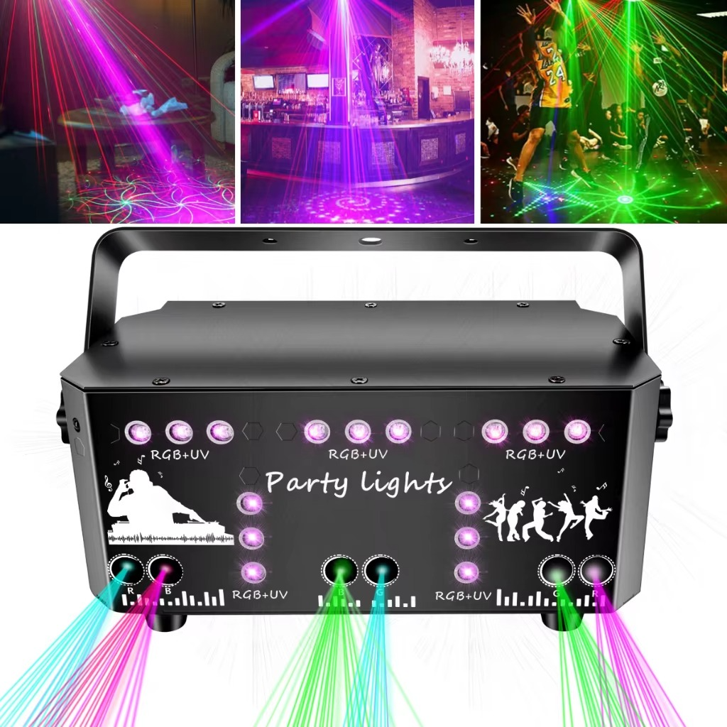 Christmas Stage Lights With 21 Laser Spotlights Disco Lights dj Laser Light Party |( Remote / Voice /DMX512 )control)
