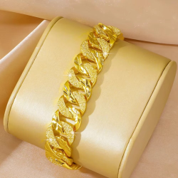 Men's Boutique 9999 24K Real Gold Horse Whip Bracelet Twist 24k Gold 15mm Watch Chain
