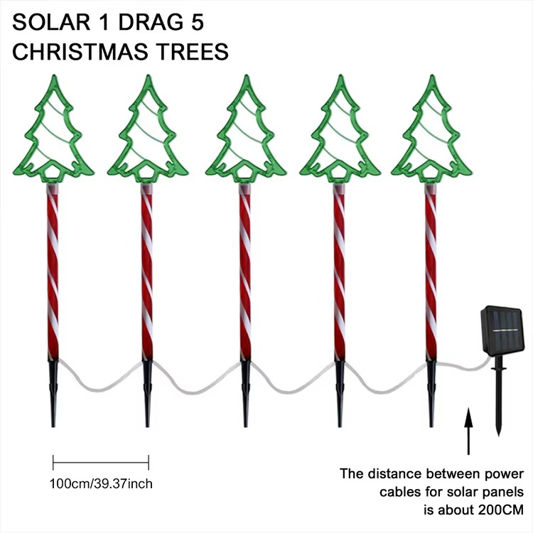 Solar Ground Plug Light A Set Of Dragging Five Green Christmas Tree Light Strings Home Courtyard Garden Decorative Lights