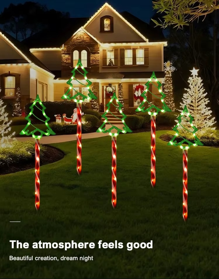 Solar Ground Plug Light A Set Of Dragging Five Green Christmas Tree Light Strings Home Courtyard Garden Decorative Lights