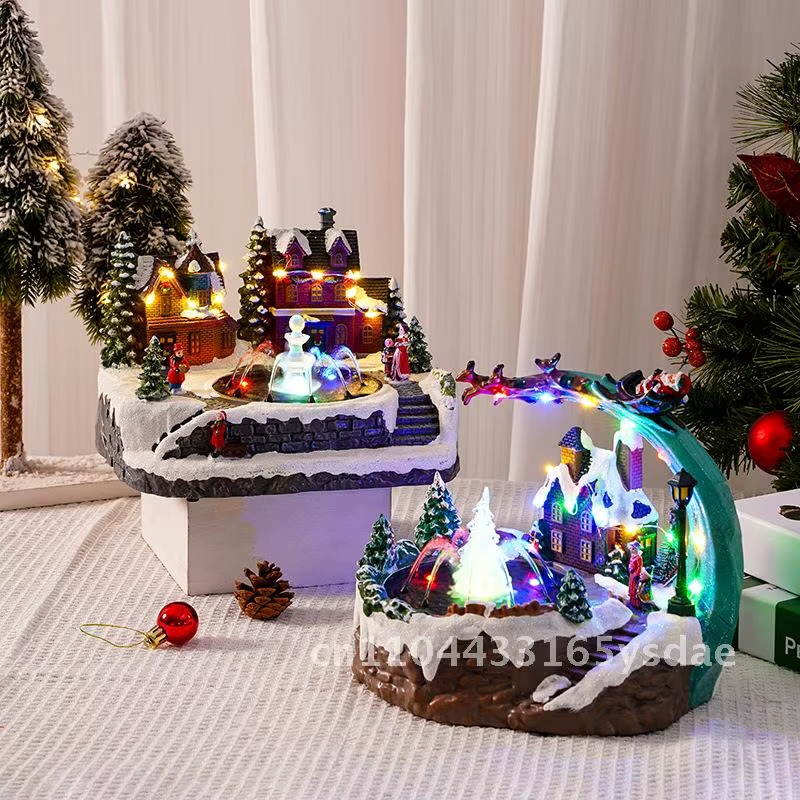 Christmas New Fountain House Glowing Snow House Christmas Gifts Christmas Home Decoration Decoration