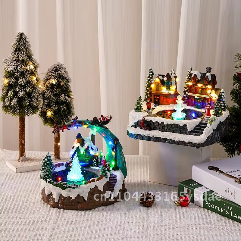 Christmas New Fountain House Glowing Snow House Christmas Gifts Christmas Home Decoration Decoration