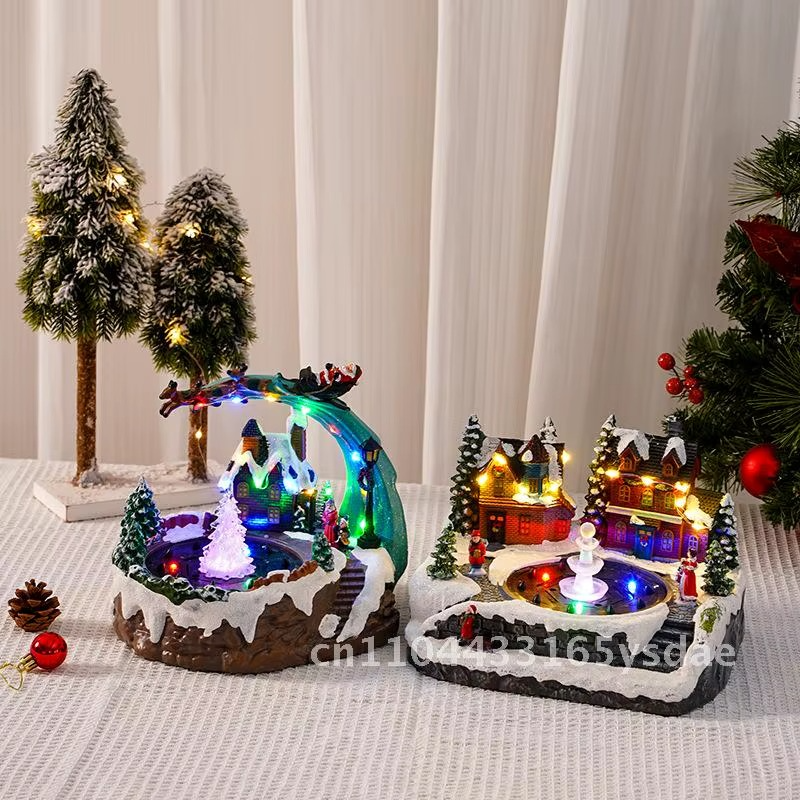 Christmas New Fountain House Glowing Snow House Christmas Gifts Christmas Home Decoration Decoration