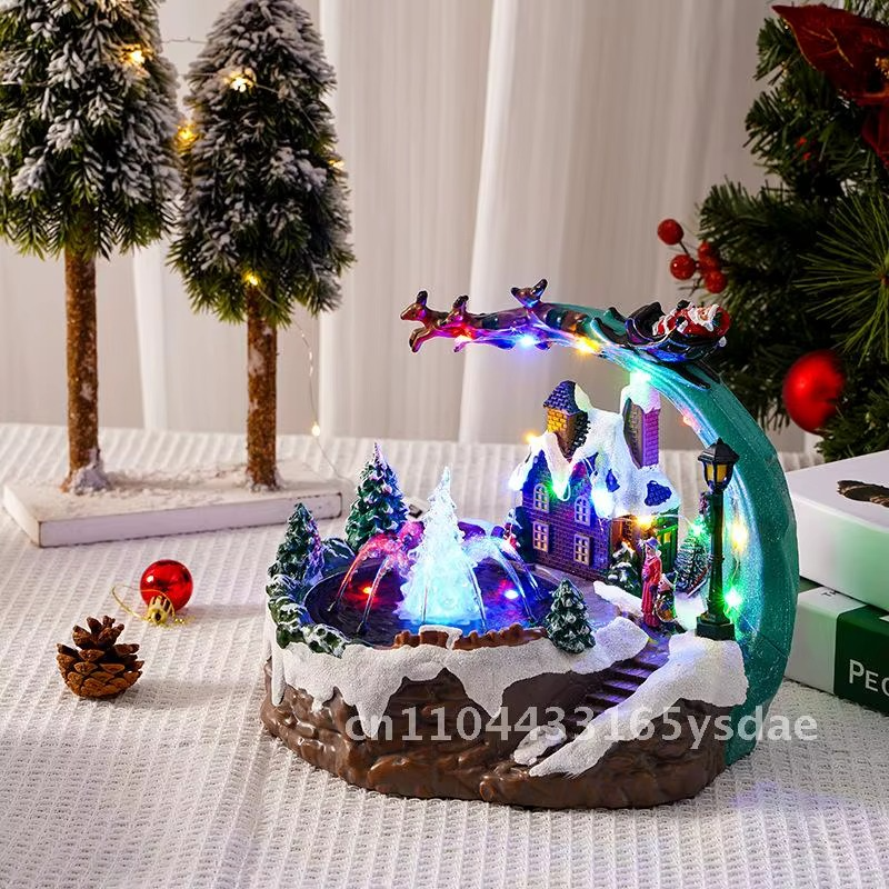 Christmas New Fountain House Glowing Snow House Christmas Gifts Christmas Home Decoration Decoration