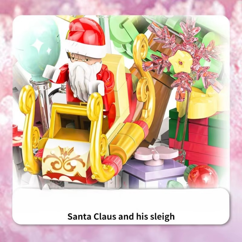 MOC Santa Claus Carriage Shopping Cart Building Blocks Set Christmas Winter Tree Idea Toys Kids Birthday Xmas Anniversary Gifts