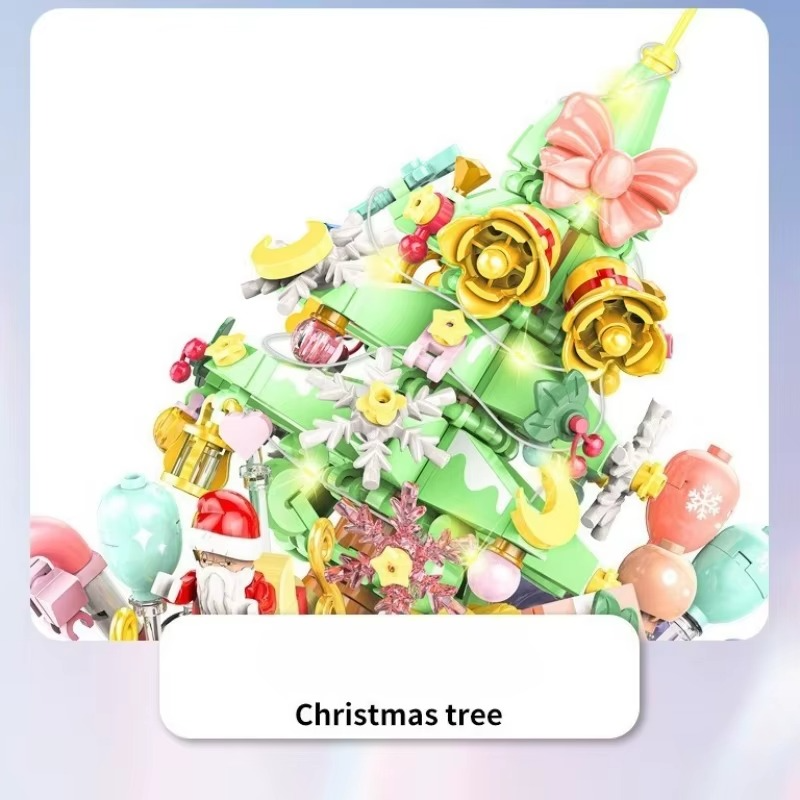 MOC Santa Claus Carriage Shopping Cart Building Blocks Set Christmas Winter Tree Idea Toys Kids Birthday Xmas Anniversary Gifts