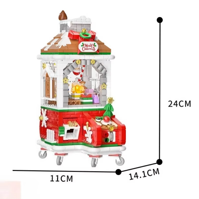 MOC Santa Claus 3 Forms Christmas Claw Machine Building Block Set With Music Storage DIY Toys For Children Birthday Holiday Gift