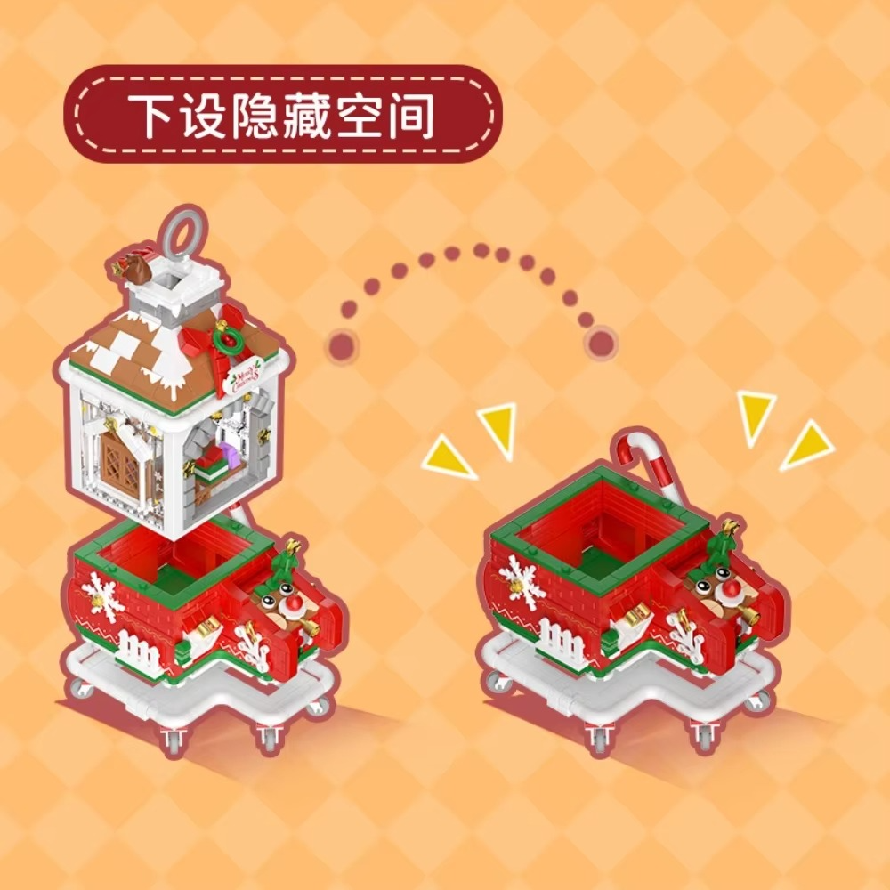 MOC Santa Claus 3 Forms Christmas Claw Machine Building Block Set With Music Storage DIY Toys For Children Birthday Holiday Gift