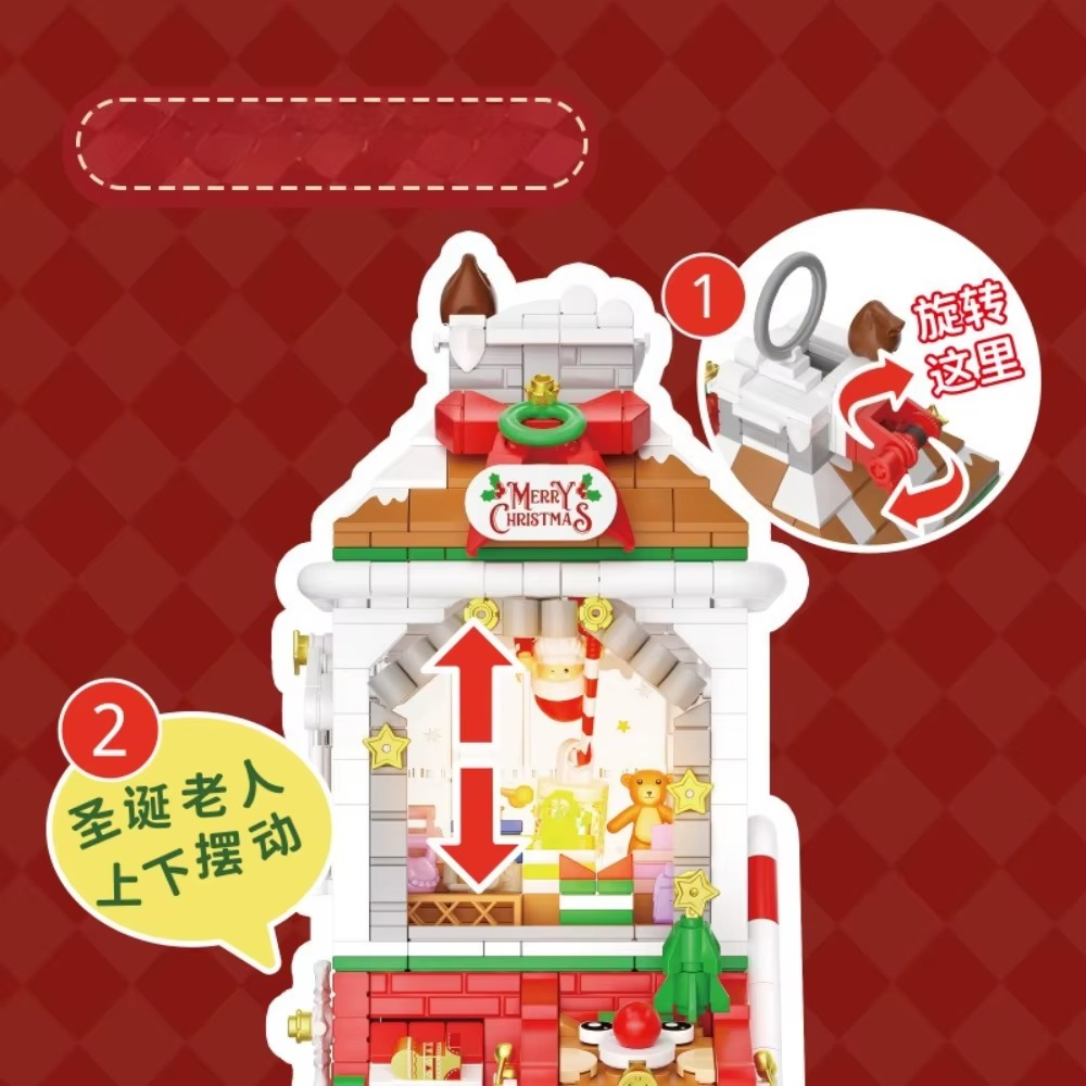 MOC Santa Claus 3 Forms Christmas Claw Machine Building Block Set With Music Storage DIY Toys For Children Birthday Holiday Gift