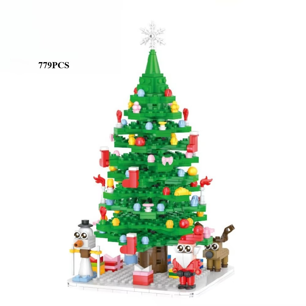 MOC Santa Claus Snow Winter House Building Blocks Set Christmas Tree Snowman Toys For Children Birthday Holiday Special Day Gift
