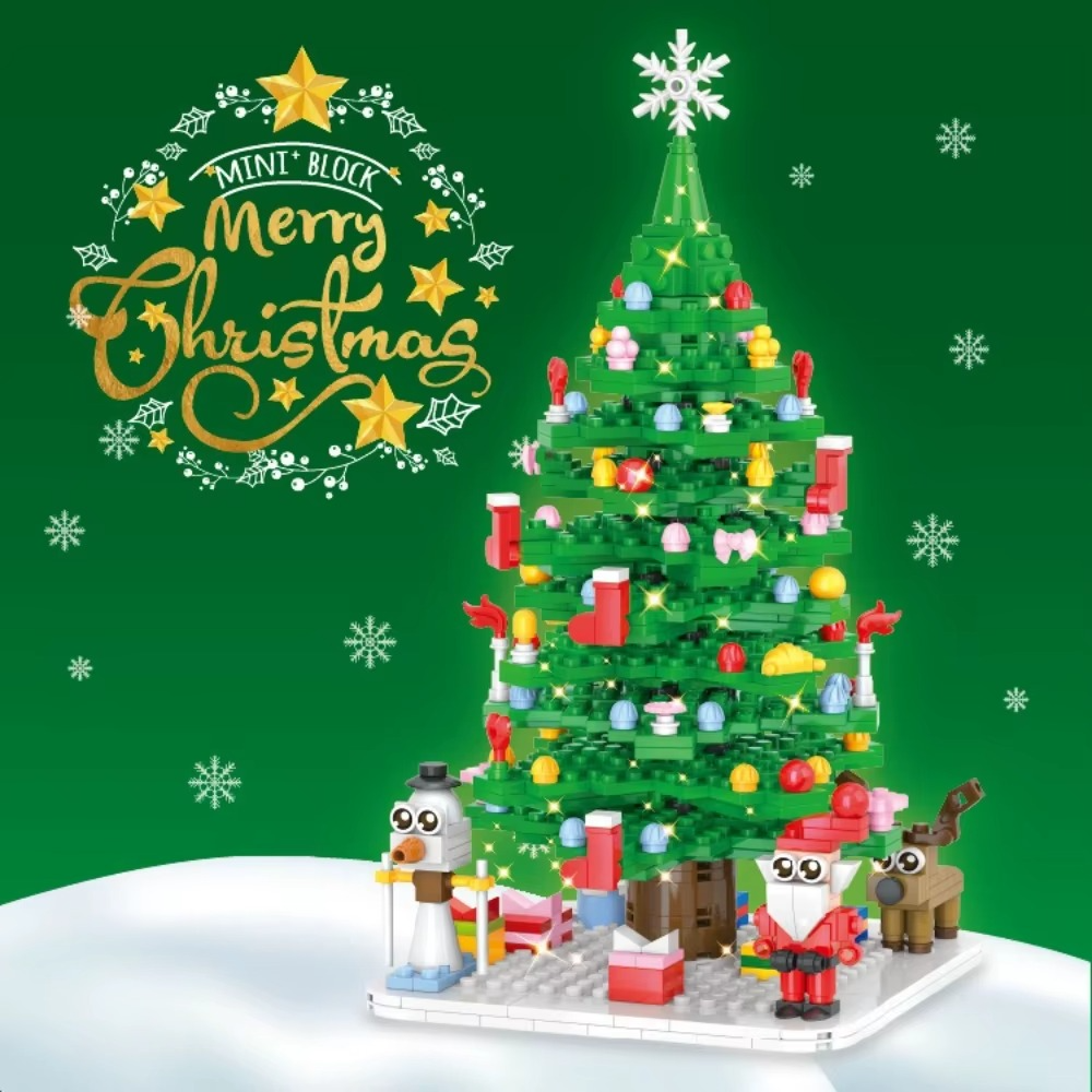 MOC Santa Claus Snow Winter House Building Blocks Set Christmas Tree Snowman Toys For Children Birthday Holiday Special Day Gift