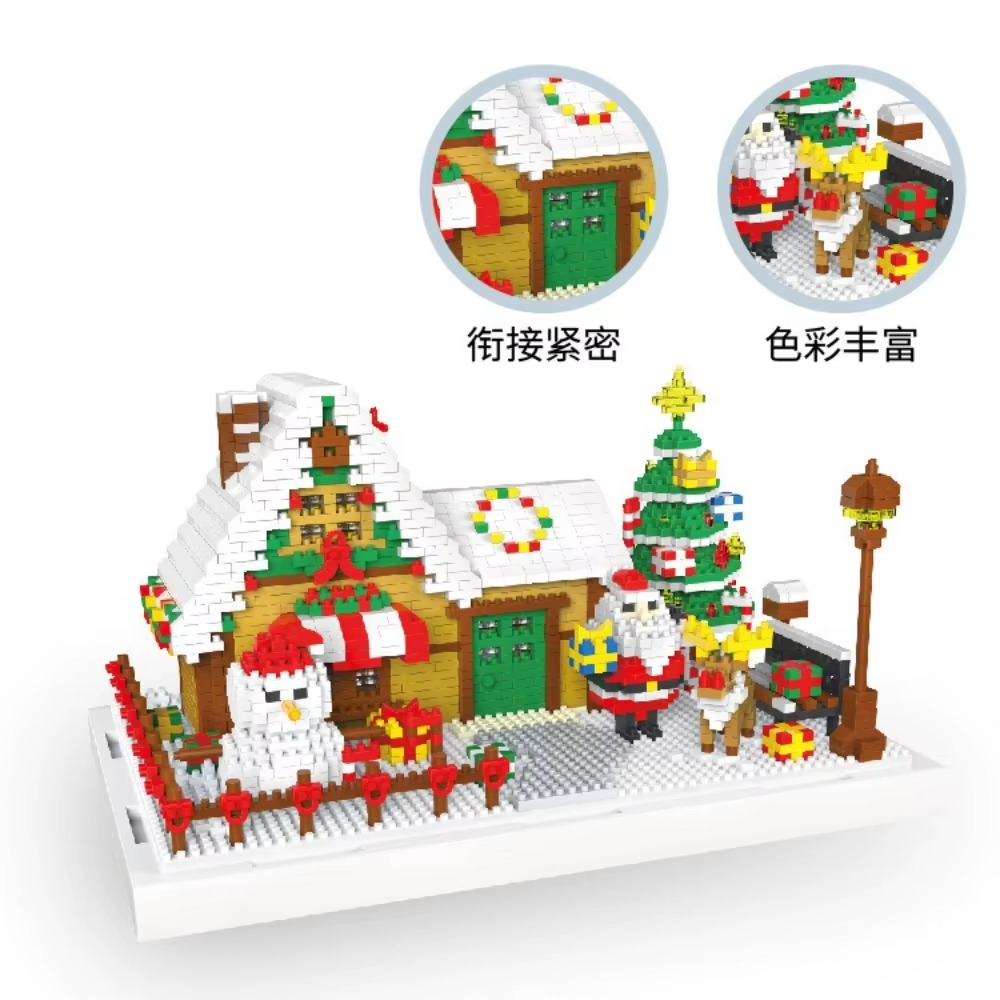 MOC Santa Claus Snow Winter House Building Blocks Set Christmas Tree Snowman Toys For Children Birthday Holiday Special Day Gift