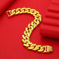24K Real Gold 9999 Yellow Gold Men's Domineering Boss Bracelet, Top - tier Quality