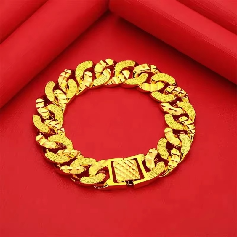 24K Real Gold 9999 Yellow Gold Men's Domineering Boss Bracelet, Top - tier Quality